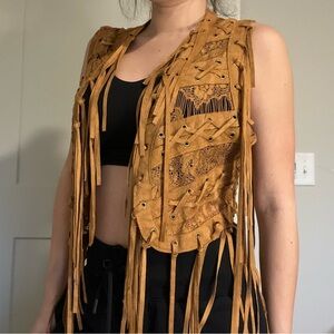 NWT Vocal Brown Fringe Vest